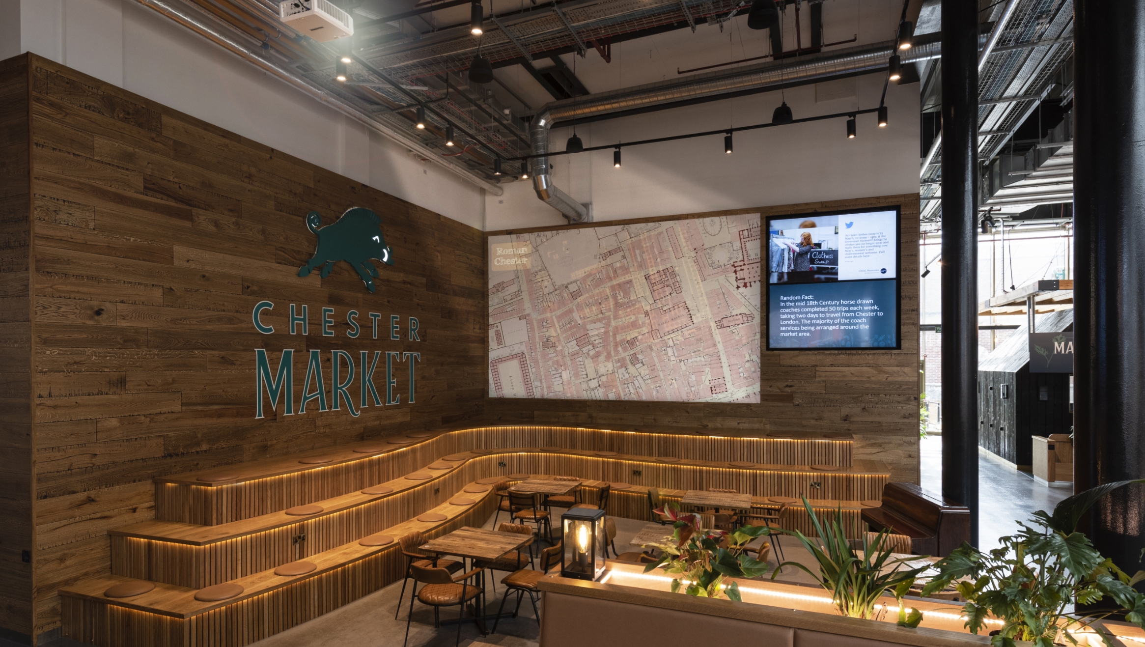 Map and screen at Chester Market